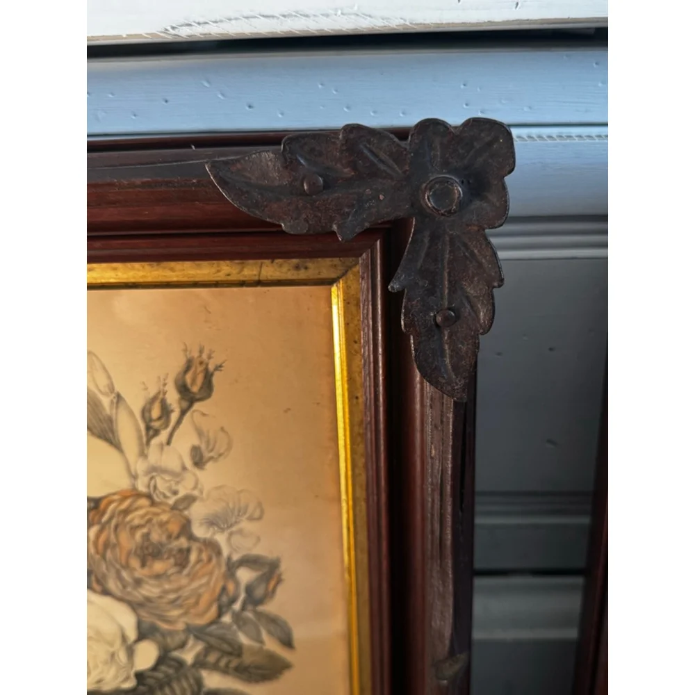 Antique Arts & Crafts Wood Picture Frames with Iron Leaf Mounts – Black Forest